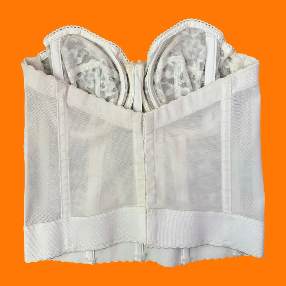 90's vintage white floral lace bustier corset bridal wedding coquette 34C